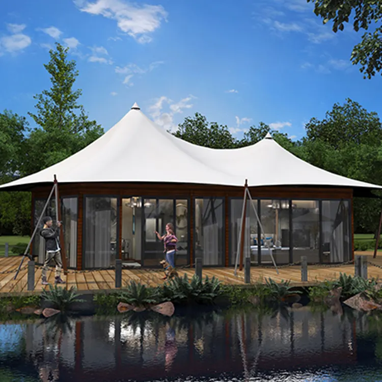customizable Ptfe/Pvdf/ETFE Canopy Tent tensile Membrane Structure Architecture Luxury hotel resort tents