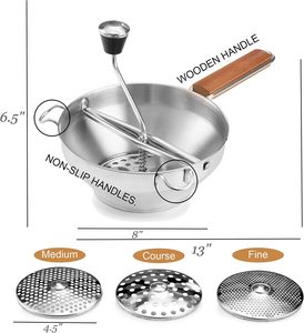 Molino de Alimentos de Acero Inoxidable para Cocina, Molino Manual para Verduras y Mermeladas con Discos de Acero Inoxidable - Product Image 2