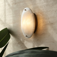 Applique Murale Ovale Wabi Sabi, Lampe Murale Brossée Antique, Luminaire Décoratif d'Intérieur pour Chambre et Couloir