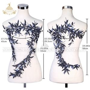 工厂手工制作竹叶珠连衣裙贴花缝制水钻晚礼服<span class=keywords><strong>DRA</strong></span>-184 - Product Image 2