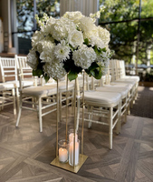 Arrangement floral de table de mariage, roses vertes, centre de table de mariage, boule de fleurs artificielles en soie blanche