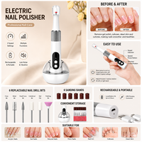 Perceuse à ongles électrique rechargeable, kit de polissage professionnel pour ongles, machine portable pour manucure et pédicure, pour ongles en gel et en acrylique