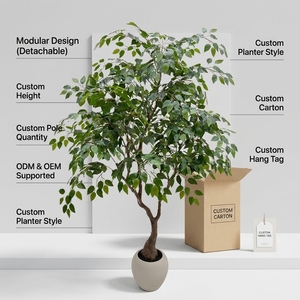 OH ARTS - Árbol Artificial de Ficus Benjamina, Ficus Lush Weeping en Maceta Redonda Moderna, Planta Artificial de Lujo para Decoración del Hogar, Oficina u Hotel - Product Image 2