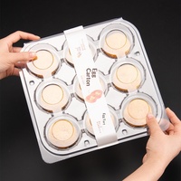 Boîte à tartelettes jetable transparente en PET, conteneur portugais à emporter, emballage alimentaire de qualité supérieure à 9 compartiments pour la pâtisserie