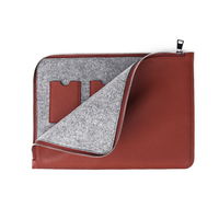 Étui pour ordinateur portable fin et portable, porte-téléphone/carte, en feutre et cuir véritable, pour Microsoft Surface Laptop I7, avec fermeture éclair