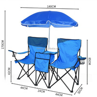 Nouvelle arrivée pas cher Double plié pelouse pêche 2 personnes pliant Camping chaise de plage avec grand auvent de parapluie