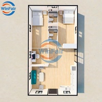 Maison Modulaire Portable Européenne WinFair, Conteneur Extensible 3 Chambres à Vendre avec Toit pour Studio Domestique