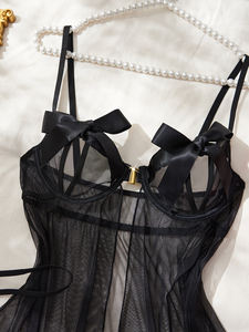 Sıcak satış rahat <span class=keywords><strong>Xxxl</strong></span> artı boyutu kadın seksi iç çamaşırı lüks oyma dantel pijama seksi bayanlar saten elbise kıyafeti - Product Image 2