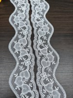 Bordure en dentelle florale 6,5 cm blanche, picot festonné, pour robe de mariée, robe de soirée, textile de maison, couture, broderie, tricot