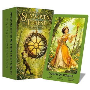 Vente en gros : Jeu de tarot Sunwoven Forest 78 cartes, guide multilingue, boîte, cartes spirituelles 350GSM, portables, écologiques, OEM - Product Image 2