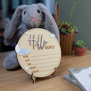 Letrero de Madera para Anuncio de Nacimiento, Letreros de Bienvenida al <span class=keywords><strong>Mundo</strong></span> para Recién Nacidos, Placas con Nombres de Bebés, Accesorio para Fotos, Regalo para Baby Shower, Hospital o Guardería - Product Image 6