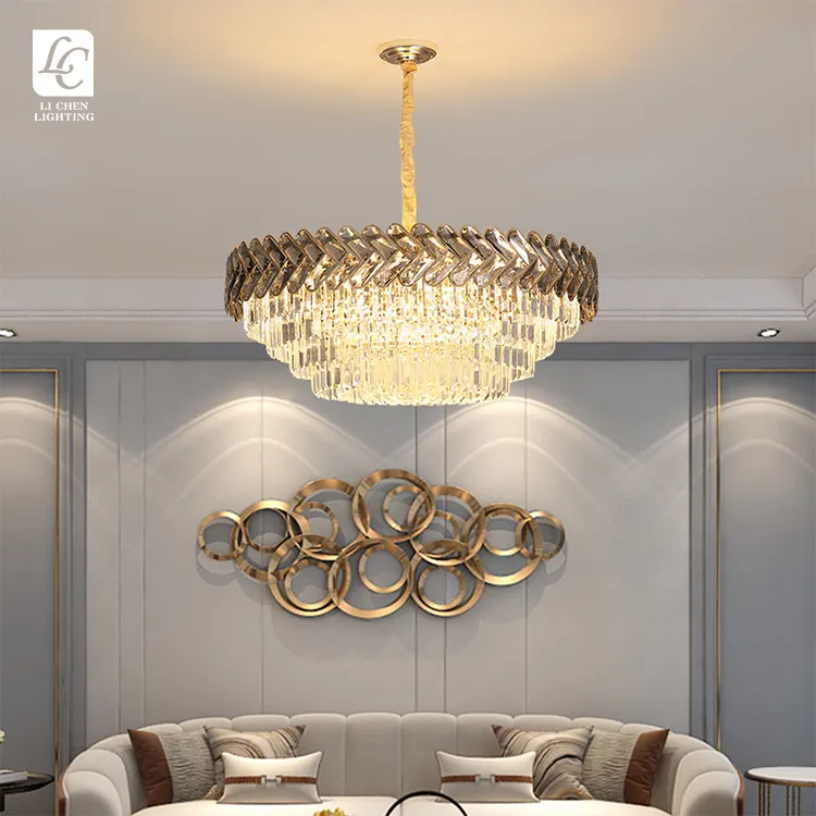 Lustre com design moderno para decoração interna, sala de jantar, ferro, cristal e14