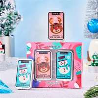 Coffret cadeau de lotion corporelle solide 10g*2, édition Noël, avec un renne et un bonhomme de neige dans une boîte portable, idéal comme cadeau festif.