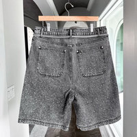 Shorts en jean pour homme, longueur genou, d'été, personnalisés, vintage, effet usé, cargo, amples et décontractés, délavés à l'acide et décolorés