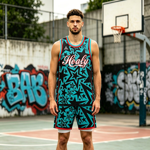 Débardeur de basketball pour hommes et jeunes, confortable, à séchage rapide, en mesh, avec motif étoile noire entièrement sublimé, sans manches, pour l'entraînement - Product Image 4