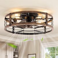 Ventilateur de plafond encastré de 20 pouces avec lumière et télécommande, ventilateur de plafond à profil bas, ventilateur lumineux noir et or pour chambre à coucher