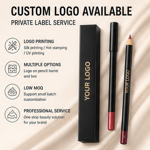 Crayon à lèvres minéral bio longue tenue 20 couleurs, porte-crayon noir en bois, marque privée, logo personnalisé pour maquillage de fête - Product Image 3