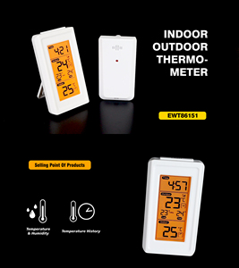 Đèn nền màu cam màn hình nhiệt độ kỹ thuật số không dây trong nhà/ngoài trời Nhiệt kế Hi lo nhiệt độ hồ sơ nhiệt độ mới - Product Image 6