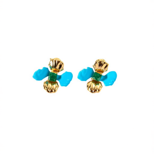 Fashion <b>Stud</b> <b>Earrings</b> 316L Stainless Steel PVD Gold Plating <b>Blue</b> Green Resistant Sustainable - Product Image 2