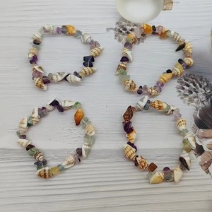 Bracelet en coquillages naturels et pierres précieuses pour femmes, quartz rose, améthyste, lapis-lazuli, bracelet en cristal - Product Image 6