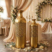 Juego de Jarrones Grandes de Hierro Dorado Estilo Europeo Retro, Hechos a Mano, con Textura de Diamante, Ecológicos, Resistentes al Óxido, para Arreglos Florales