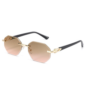 نظارات شمسية جديدة لعام 2025 بدون إطار مزينة بالماس، تحجب الضوء الأزرق وتحمي من الأشعة فوق البنفسجية، تصميم عصري بسيط مثالي للشاطئ والحفلات - Product Image 4