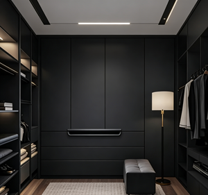 Armario Empotrado Moderno de Lujo en Negro - Iluminación LED y Tocador, Amplio Espacio de Almacenamiento para Dormitorio - Product Image 6