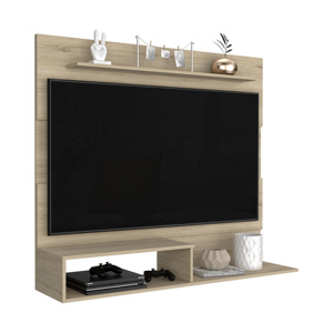 Floating Entertainment Center Light Pine One Shelf Two Shelves For Tv Up To 55 Inch Wall <b>Mount</b> - Product Image 6