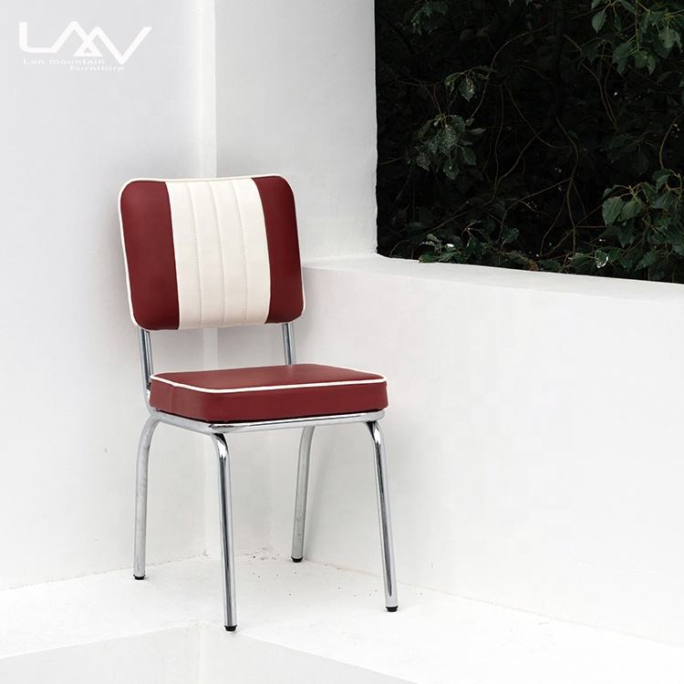 Commercial American Style Metal Dining Chair with PU Leather Seat