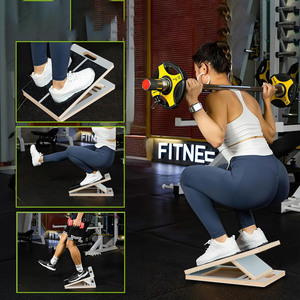 Barella a zeppa obliqua in <span class=keywords><strong>legno</strong></span> per squat, mobilizzazione della caviglia, attrezzatura per il Fitness portatile, bilanciamento del tallone - Product Image 6