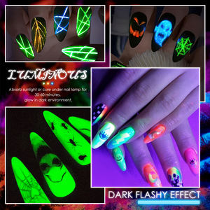 Kostenlose Proben Glow In the Dark Malgel 12 Farben UV-LED Nagellack Nail Art Painted GelFor Halloween - Product Image 6