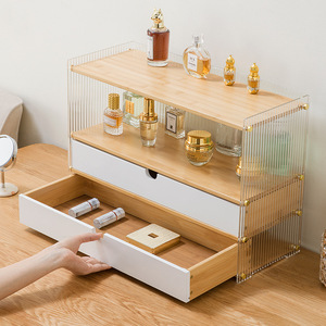 Cosmetic Storage <b>Box</b> With Drawers 4 Layers Desktop <b>Makeup</b> Organizer Dustproof Material Simple Style - Product Image 2