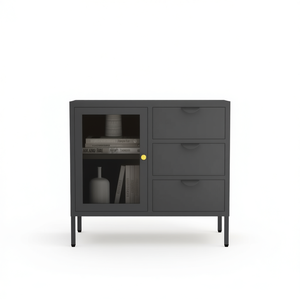 ตู้ข้างเหล็กสีแอนทราไซต์ 29.5x13.8x27.6 นิ้ว 3 ลิ้นชัก เฟอร์นิเจอร์บ้านดีไซน์เรียบง่ายทันสมัย - Product Image 1