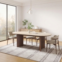 Table à manger ovale en quartz massif, design moderne français haut de gamme, imperméable, meubles écologiques pour la maison