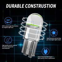 Lampe de voiture LED COB entièrement transparente en acrylique 194 Largeur T10 Ampoule pour plaque d'immatriculation et éclairage intérieur 1W 6000K