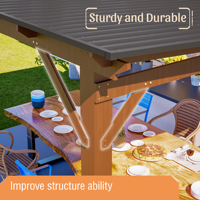 Gazebo de jardin en bois 13x10 pieds avec toit en métal pour patio, cour et jardin
