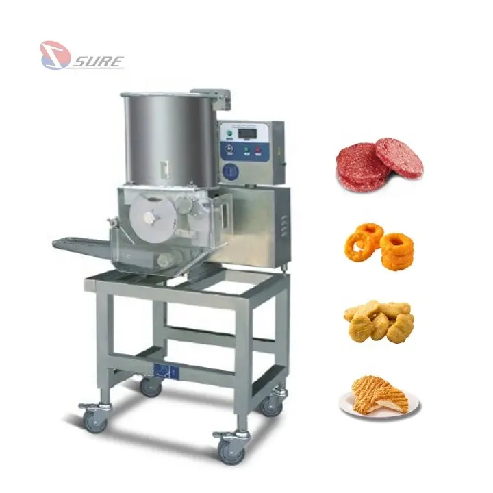 Electric Auto Hamburger Burger Chicken Nuggets Machine Beef Patty Make Form Mould Machine Onion Rings Forming Machine