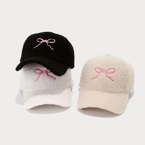 Gorra de Béisbol de Moda para Mujer, Otoño Invierno, Cálida, de Terciopelo, con Lazo Bordado y Peluche - Product Image 2