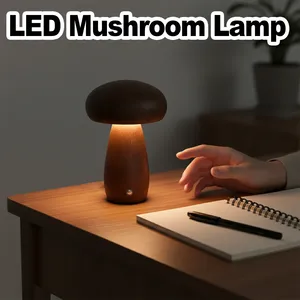 โคมไฟตั้งโต๊ะ LED แบบชาร์จไฟได้สำหรับกลางคืนโคมไฟโต๊ะไม้แบบพกพาสำหรับห้องนอนหรี่แสงได้สำหรับโต๊ะข้างเตียง - Product Image 2