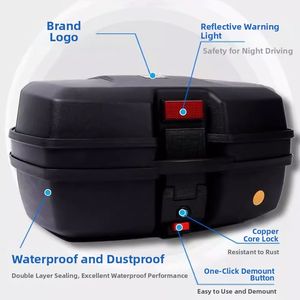 <span class=keywords><strong>Top</strong></span> <span class=keywords><strong>case</strong></span> moto 45L en plastique PP, fixation universelle haute performance avec fonctions anti-vibration - Product Image 2