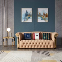 SF2023 Modernes Schlichtes Edelstahl-Hardware Sofa in Mattiertem Samt-Creme 1+2+3 für Wohnzimmer