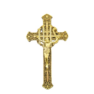 Золотой пластиковый крест с Иисусом 7 # похоронный гроб с гробом крест - Product Image 4