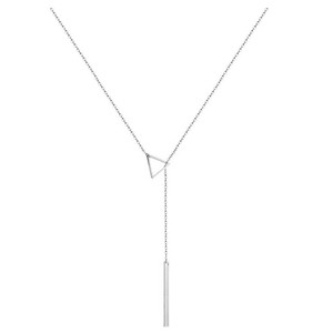 Collar con colgante de palo de acero inoxidable simple, collar de cadena larga geométrica creativa para mi hija - Product Image 4
