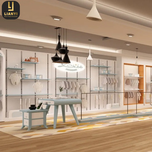 Tienda de ropa al por menor Diseño de decoración Productos para bebés Soporte de exhibición Material MDF Estante de exhibición de ropa para bebés para niños - Product Image 6