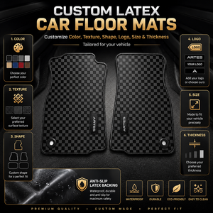 Tapis de voiture personnalisés antidérapants et imperméables en caoutchouc latex à motif damier rouge, <span class=keywords><strong>bleu</strong></span>, noir, blanc - Product Image 5
