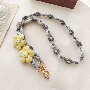 Mode <span class=keywords><strong>téléphone</strong></span> portable lanière <span class=keywords><strong>bandoulière</strong></span> corde Anti-perte chaîne <span class=keywords><strong>bandoulière</strong></span> tissé à la main marguerite fleur tournesol <span class=keywords><strong>collier</strong></span> <span class=keywords><strong>bijoux</strong></span> - Product Image 1