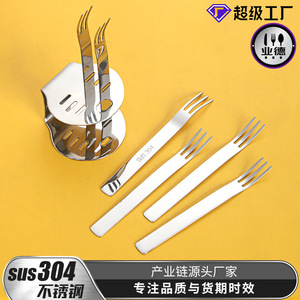 Juego de tenedores para fruta de acero inoxidable ZB304, paquete de 6 con estante de almacenamiento, tenedores para postre y pastel de 12,4 cm para uso doméstico - Product Image 3