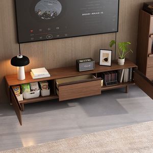 Meuble TV en bois massif, six tiroirs, style nordique, unité de rangement pour salon - Product Image 2