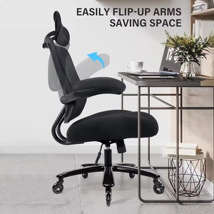 500LBS Big and Tall Mesh <b>Office</b> <b>Chair</b> Ergonomic High Back Headrest Flip‑up Armrests Quiet Wheels - Product Image 5