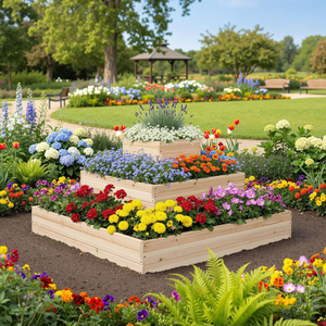 Jardinera Elevada de Madera de 3 Niveles, Divisible, con Revestimiento de Vinilo, Ecológica, para Flores, Verduras, Hierbas, Jardín, Patio Trasero - Product Image 5